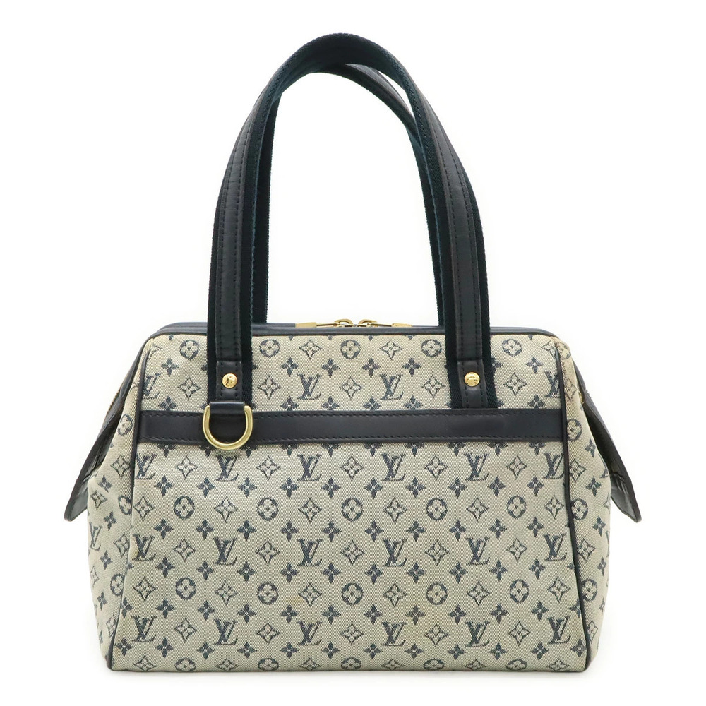 LOUIS VUITTON Monogram Josephine Handbag Boston Bag Canvas Blue Navy Blue